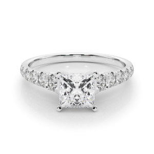 Alfreda Lab-Created Diamond 4 Prong Side Stone Engagement Ring