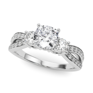 Vernice Lab-Created Diamond 4 Prong Set Trilogy Engagement Ring