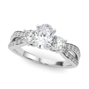 Verina Lab-Created Diamond Oval cut 4 Prong Set  Trilogy Engagement Ring