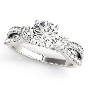 Vriti Lab-Created Diamond Round cut 4 Prong Set  Trilogy Engagement Ring