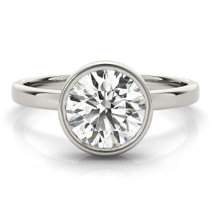 Meadow Lab-Created Round cut Bezel  Classic Solitaire Engagement Diamond Ring