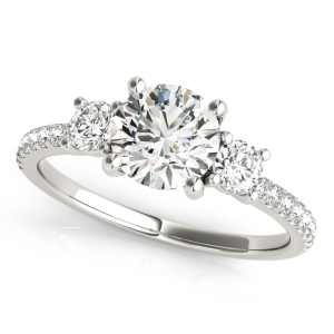Yasirah Natural Diamond Round cut 4 Prong Set  Trilogy Engagement Ring
