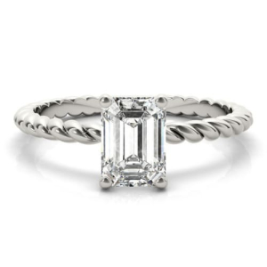 Nyaja Lab-Created Diamond Emerald cut 4 Prong  Classic Solitaire Engagement Ring