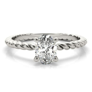 Natavia Lab-Created Diamond Oval cut 4 Prong  Classic Solitaire Engagement Ring