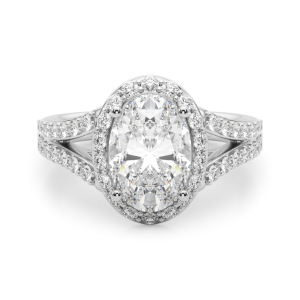 Clarah Lab-Created Diamond 4 Prong Halo Engagement Ring