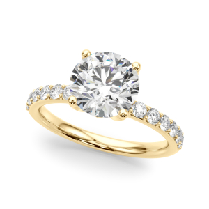 Yuriko Natural Diamond Yellow Gold 4 Prong Set Halo Engagement Ring