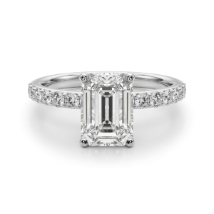Elidza Lab-Created Diamond 4 Prong Halo Engagement Ring