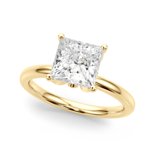 Yamara Natural Diamond Yellow Gold 4 Prong Set Halo Engagement Ring