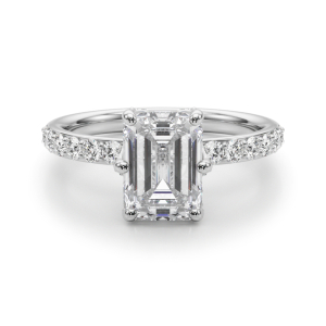 Eliza Lab-Created Diamond 4 Prong Halo Engagement Ring