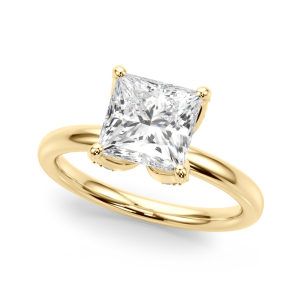 Yaroslava Natural Diamond Yellow Gold 4 Prong Set Halo Engagement Ring
