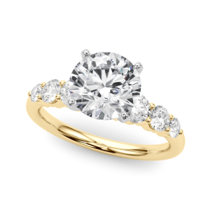 Evie Natural Yellow Gold Side Stone Diamond Ring