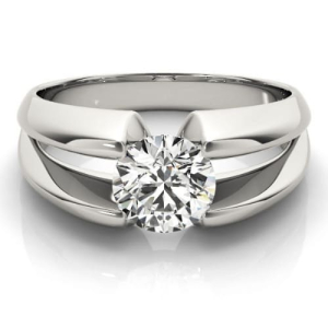 Megan Lab-Created Round cut Tension  Classic Solitaire Engagement Diamond Ring