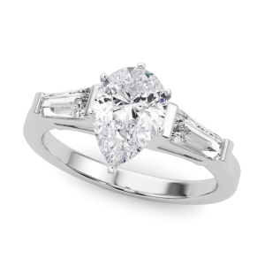 Venecia Lab-Created Diamond 6 Prong Set Trilogy Engagement Ring