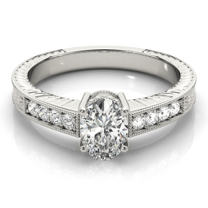 Prinsa Lab-Created Diamond 4 Prong Side Stone Engagement Ring