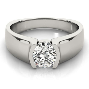 Maisy Lab-Created Platinum Half Bezel Solitaire Diamond Ring