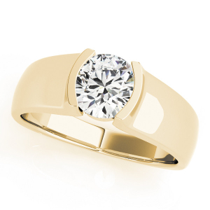 Maisy Lab-Created Yellow Gold Half Bezel Solitaire Diamond Ring