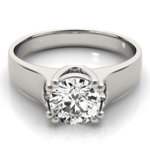 Maddie Natural Silver Double Prong Solitaire Diamond Ring