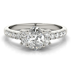 Teeza Lab-Created Diamond 4 Prong Side Stone Engagement Ring