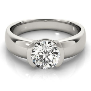 Madalyn Lab-Created Platinum Half Bezel Solitaire Diamond Ring
