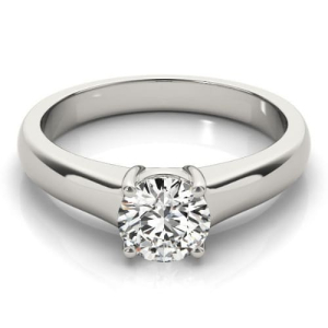 Maliah Natural Silver 4 Prong Solitaire Diamond Ring