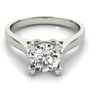 Mikaela Natural Silver 4 Prong Solitaire Diamond Ring