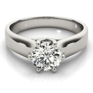 Madalynn Natural Silver 6 Prong Solitaire Diamond Ring