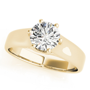Madalynn Natural Yellow Gold 6 Prong Solitaire Diamond Ring
