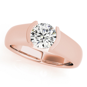 Mollie Natural Rose Gold Half Bezel Solitaire Diamond Ring