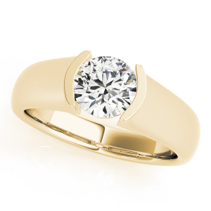 Mollie Natural Yellow Gold Half Bezel Solitaire Diamond Ring
