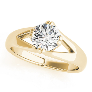 Moriah Lab-Created Yellow Gold Double Prong Classic Solitaire Engagement Diamond Ring