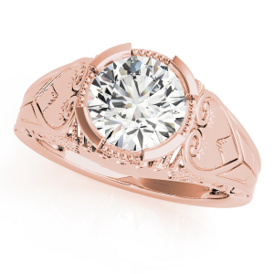 Maple Lab-Created Rose Gold Half Bezel Solitaire Diamond Ring