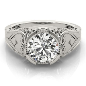 Maple Lab-Created Platinum Half Bezel Solitaire Diamond Ring