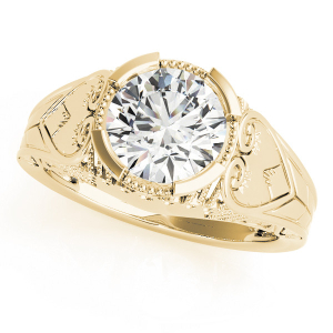 Maple Lab-Created Yellow Gold Half Bezel Solitaire Diamond Ring