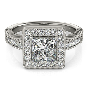Miriyam Lab-Created Diamond 4 Prong Halo Engagement Ring