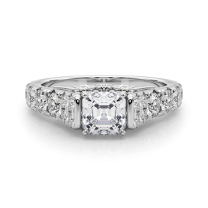 Deltina Lab-Created Diamond 4 Prong Side Stone Engagement Ring