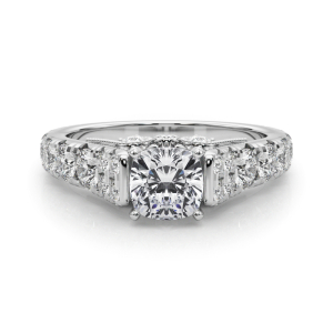 Deltina Lab-Created Diamond 4 Prong Side Stone Engagement Ring