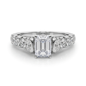 Deltina Lab-Created Diamond 4 Prong Side Stone Engagement Ring