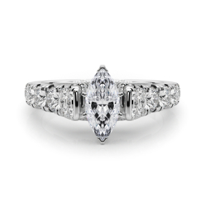 Deltina Lab-Created Diamond 6 Prong Side Stone Engagement Ring
