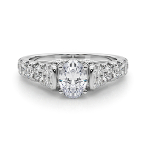Deltina Lab-Created Diamond 4 Prong Side Stone Engagement Ring