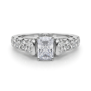 Deltina Lab-Created Diamond 4 Prong Side Stone Engagement Ring