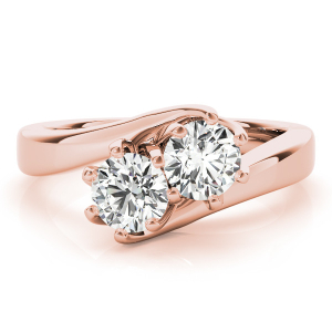 Helly Lab-Created Rose Gold Two Stone Diamond Ring