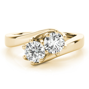 Helly Lab-Created Yellow Gold Two Stone Diamond Ring