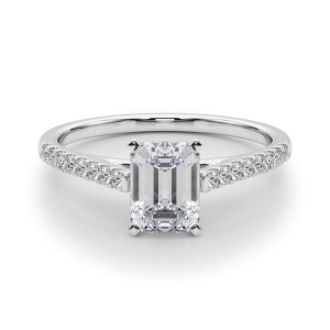 Lincya Lab-Created Diamond 4 Prong Side Stone Engagement Ring