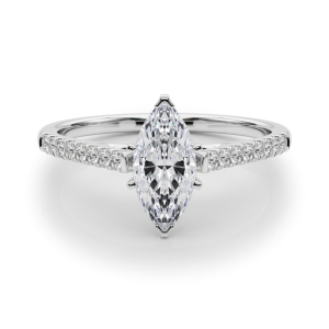 Lincya Lab-Created Diamond 6 Prong Side Stone Engagement Ring