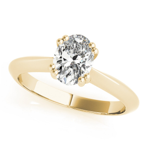Norene Natural Yellow Gold Double Prong Solitaire Diamond Ring