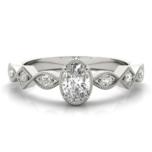 serlin Lab-Created Diamond 4 Prong Side Stone Engagement Ring