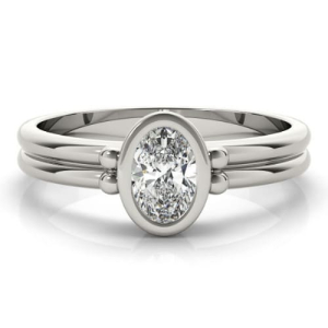 Nichele Lab-Created Diamond Oval cut Bezel  Classic Solitaire Engagement Ring