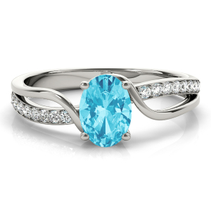 Ruth Aquamarine 4 Prong Side Stone Engagement Ring