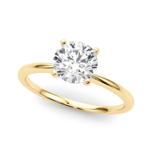 Mahogany Natural Yellow Gold 4 Prong Classic Solitaire Engagement Diamond Ring