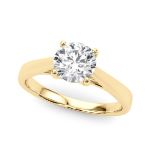Magdalene Lab-Created Yellow Gold 4 Prong Solitaire Diamond Ring